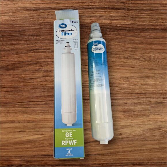 Great Value Refrigerator Water Filter Replaces GE RPWF 1 Pack GVF033 French Door - Picture 1 of 3